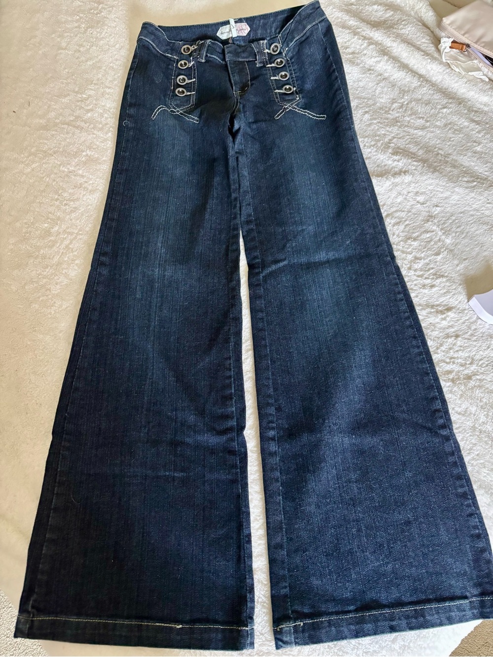 VTG Boom Boom Jeans Y2K Sailor Button Front Denim Pants Sz 7